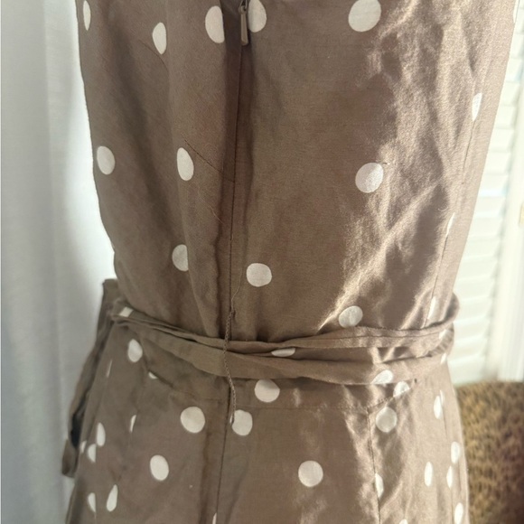 Anne Klein Brown Polka Dot Sleeveless Wrap Midi Dress Size 12 Belted - Picture 3 of 8